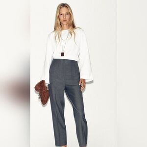 ZARA High Waisted Elegant Gray Women's Jumpsuit